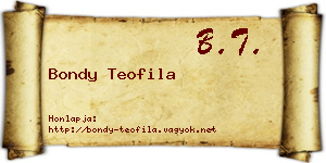 Bondy Teofila névjegykártya